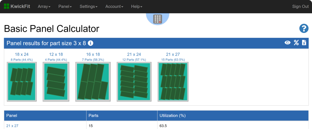 KwickFit Basic PCB Panel Layout